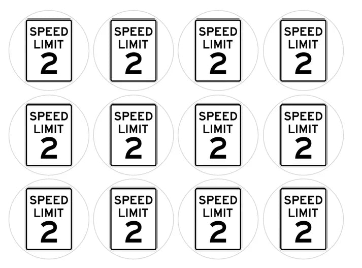 2nd Birthday Speed Limit 2 Edible Cupcake Toppers Icing Sheet or Wafer Paper