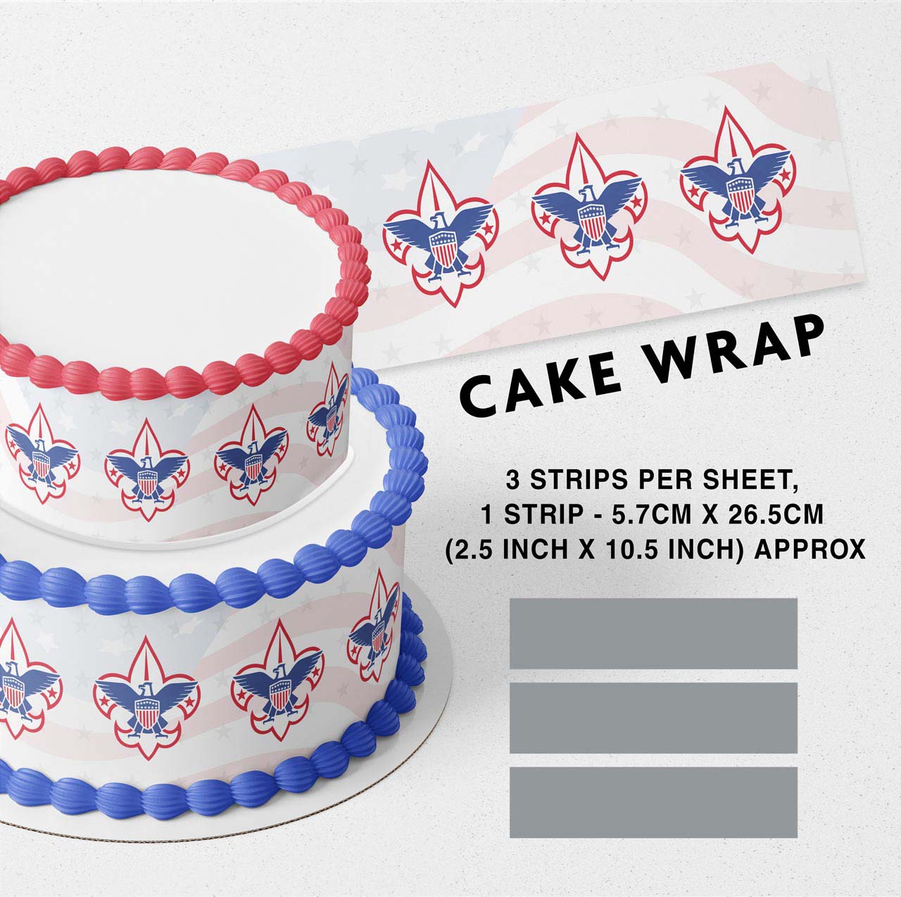 Eagles Emblem Edible Icing Printed Cake Wrap Strips Topper Ribbon Border image 0