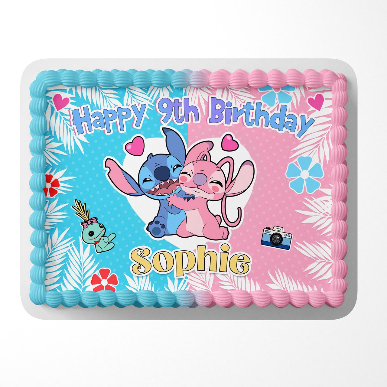 Lilo and Stich Blue Pink Boy or Girl Edible Cake Topper