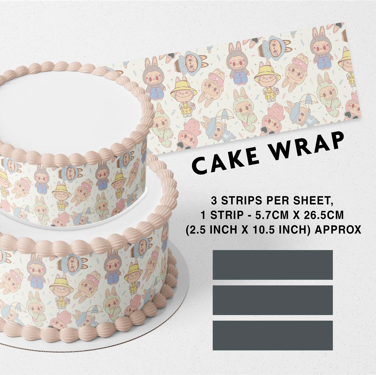 Labu Monsters TeethThe Monsters Exciting Macaron Strips Edible Icing Printed Cake Wrap Strips Topper Ribbon Border image 0