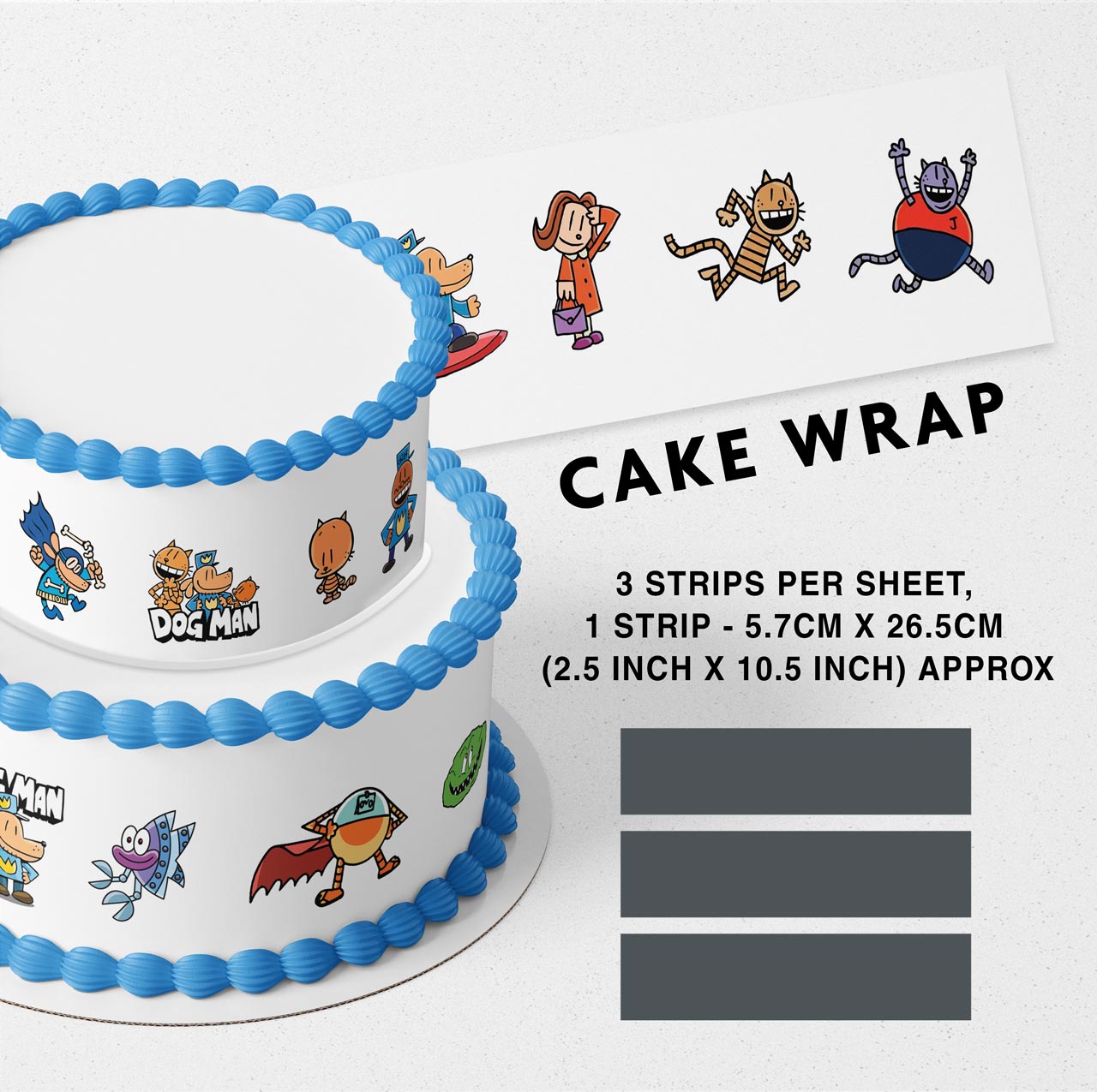 Dog Boy Kids ManLil Petey Strips Edible Icing Printed Cake Wrap Strips Topper Ribbon Border image 0