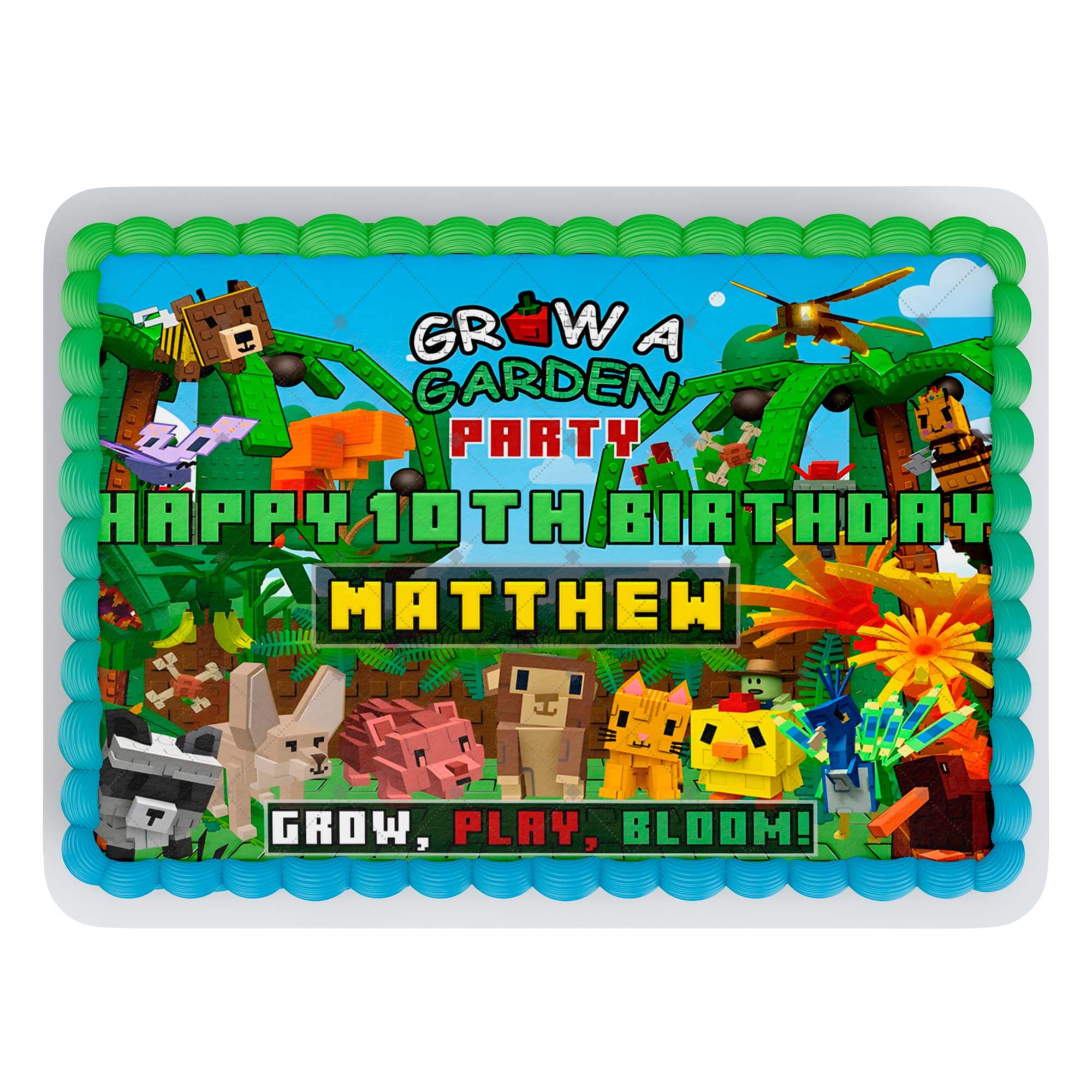 Grow a Garden – Icing Sheet - Personalized Edible Cake Topper | Custom Icing Sheet | Birthday Cake Decoration | Photo Cake Image