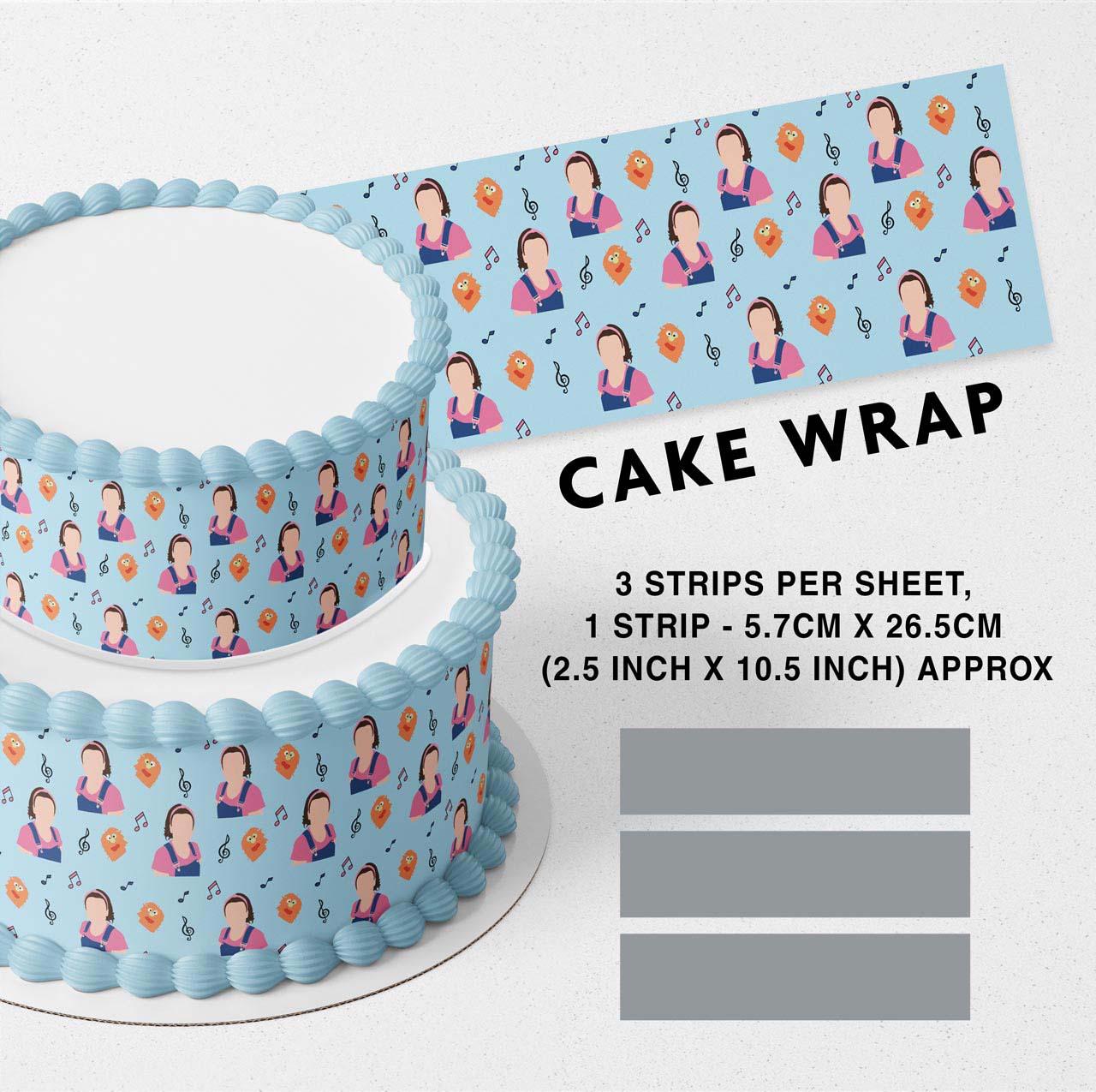 Ms Rachiel and Herbie Edible Icing Printed Cake Wrap Strips Topper Ribbon Border image 0
