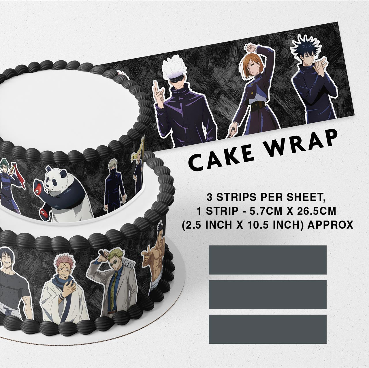 jutsu caisen Strips Edible Icing Printed Cake Wrap Strips Topper Ribbon Border image 0