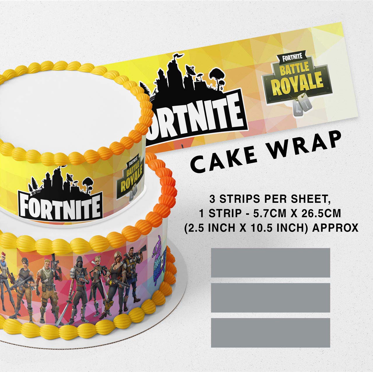 Fornine Royal Battle Gamers Edible Icing Printed Cake Wrap Strips Topper Ribbon Border image 0