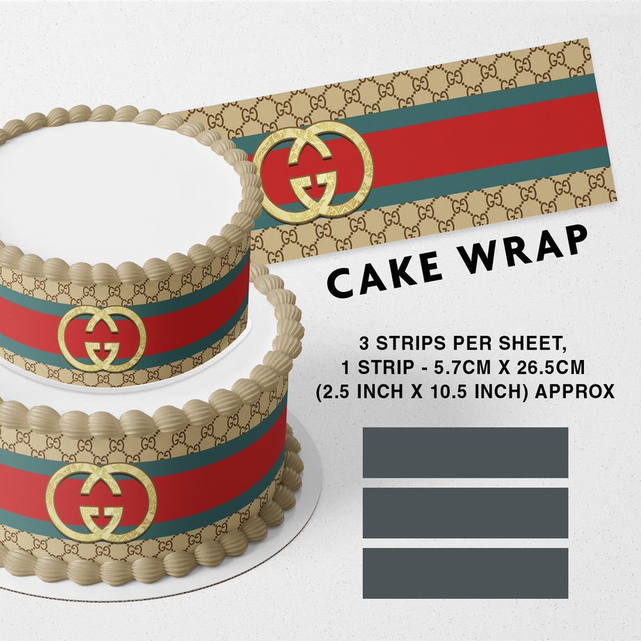 Gussi Red Green OG Logo GG Belt Strips Edible Icing Printed Cake Wrap Strips Topper Ribbon Border image 0