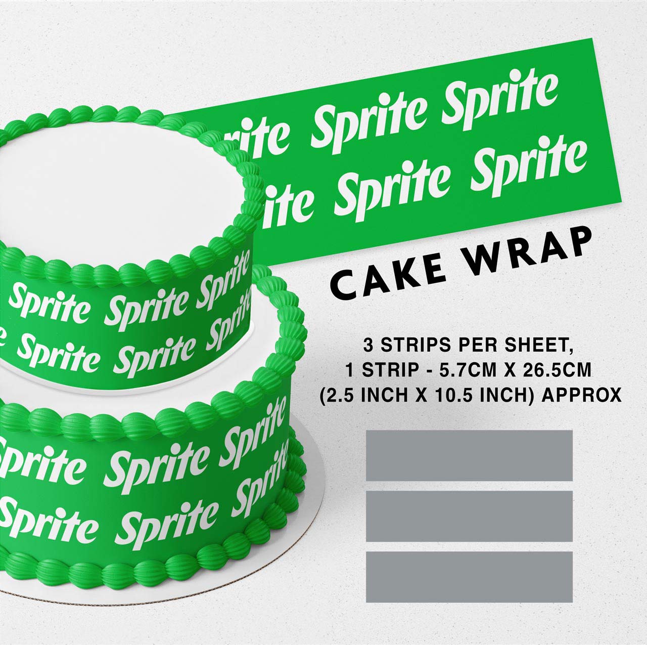 Sprite Edible Icing Printed Cake Wrap Strips Topper Ribbon Border image 0