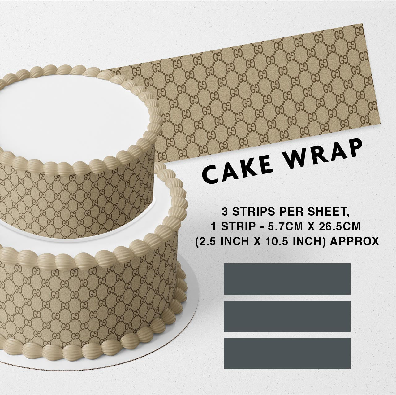 Gussi OG Pattern Strips Edible Icing Printed Cake Wrap Strips Topper Ribbon Border image 0