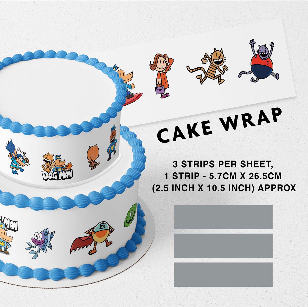 Dog Boy Kids Comic Man Edible Icing Printed Cake Wrap Strips Topper Ribbon Border image 0