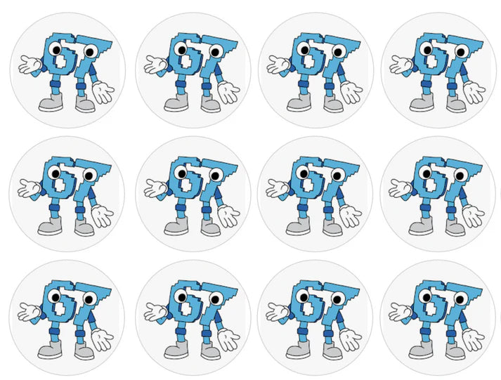 67 Brain Rot Edible Cupcake Toppers Icing Sheet or Wafer Paper
