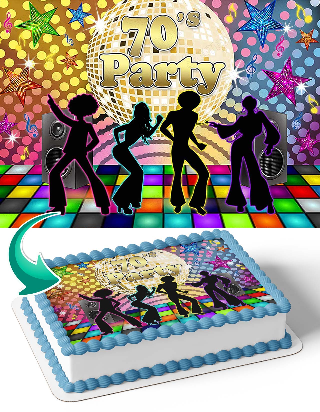 70s Party Disco Party Celebration Edible Cake Topper