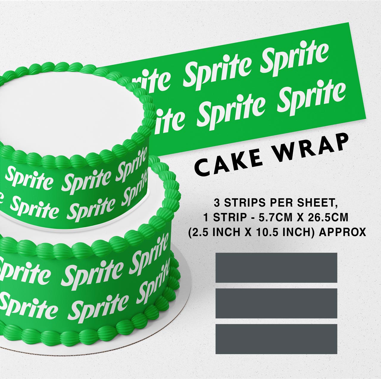 Sprite Strips Edible Icing Printed Cake Wrap Strips Topper Ribbon Border image 0