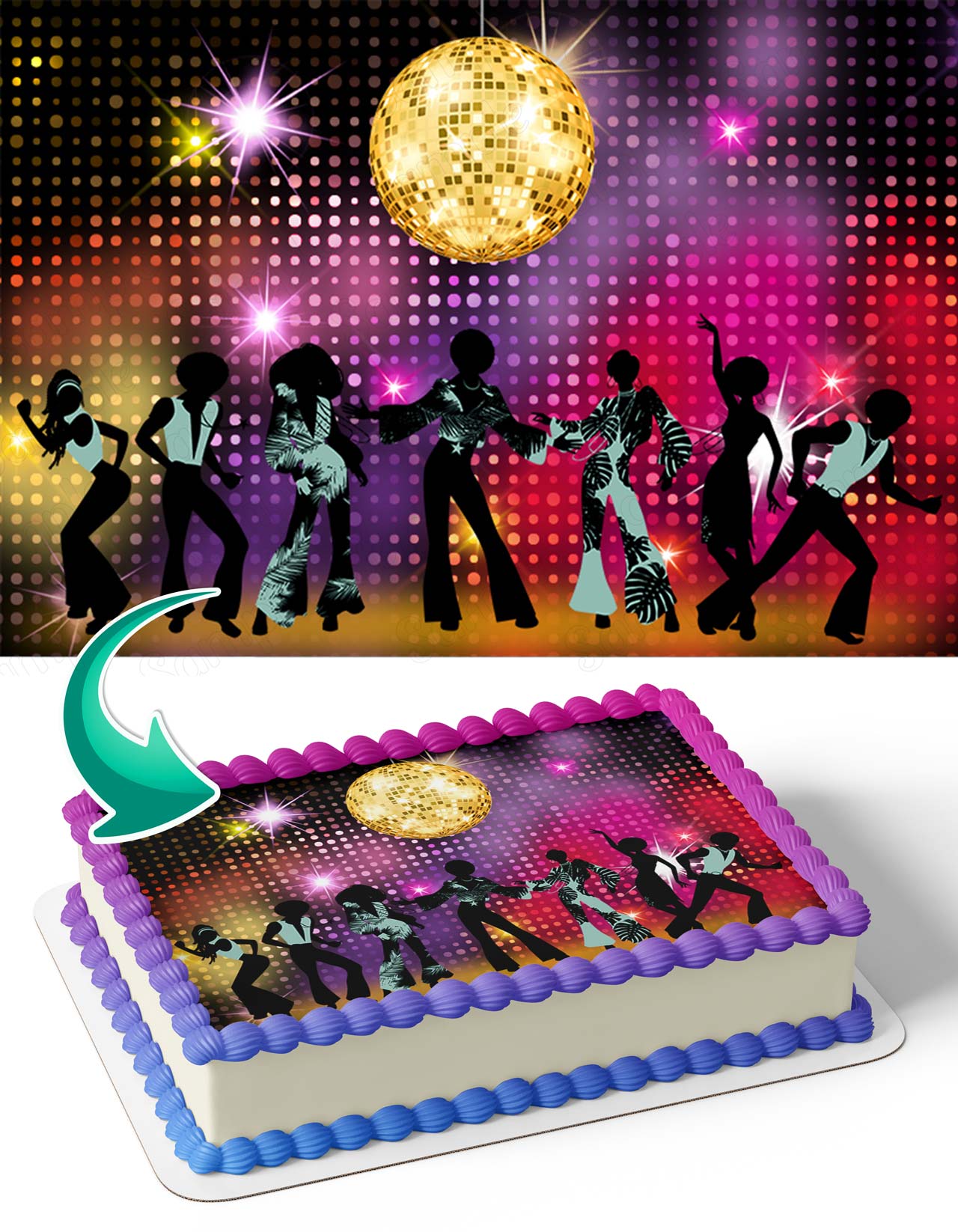 80s Disco Retro Dance Party Celebration Edible Cake Topper