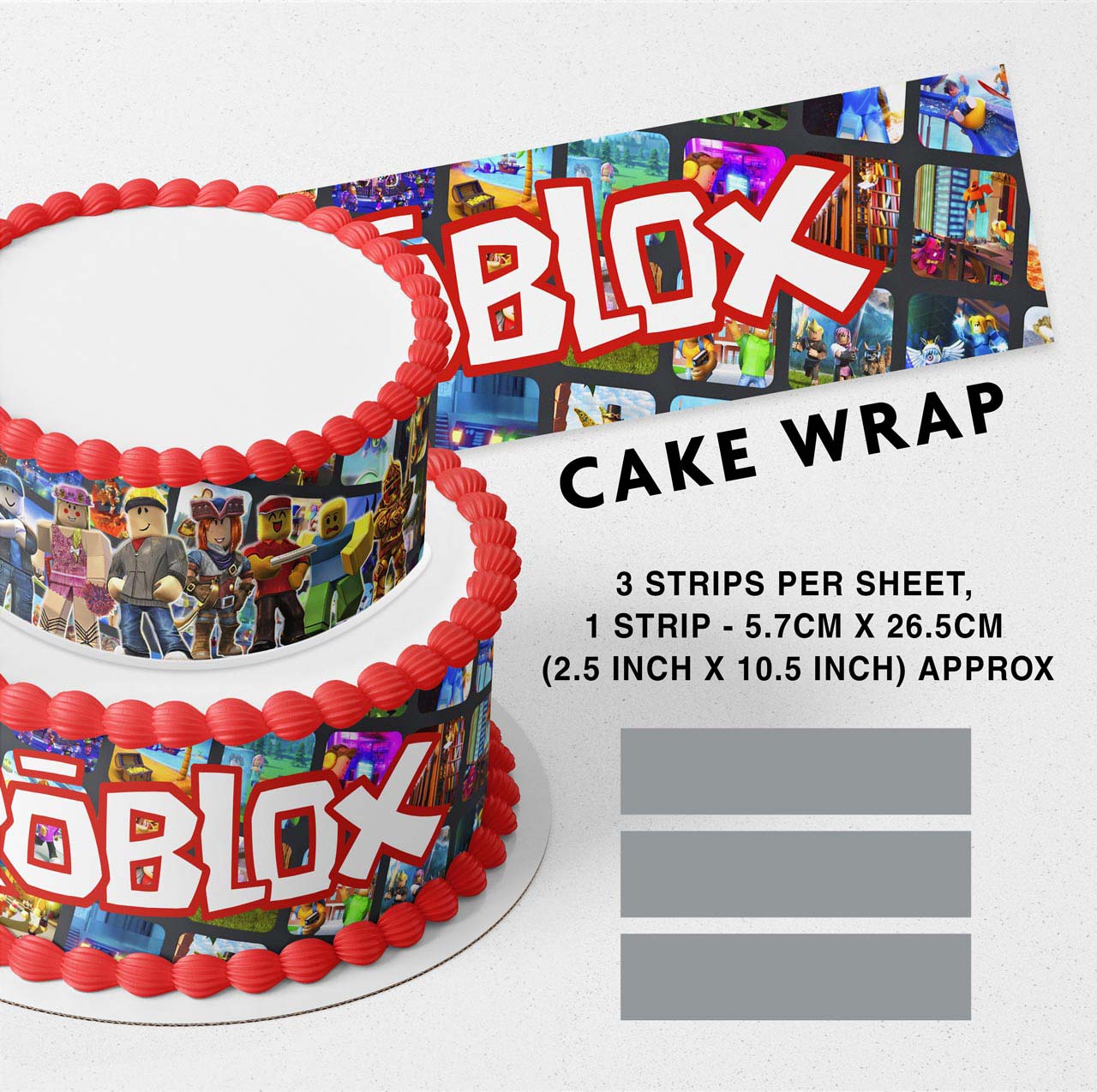 Roplox Kids Edible Icing Printed Cake Wrap Strips Topper Ribbon Border image 0