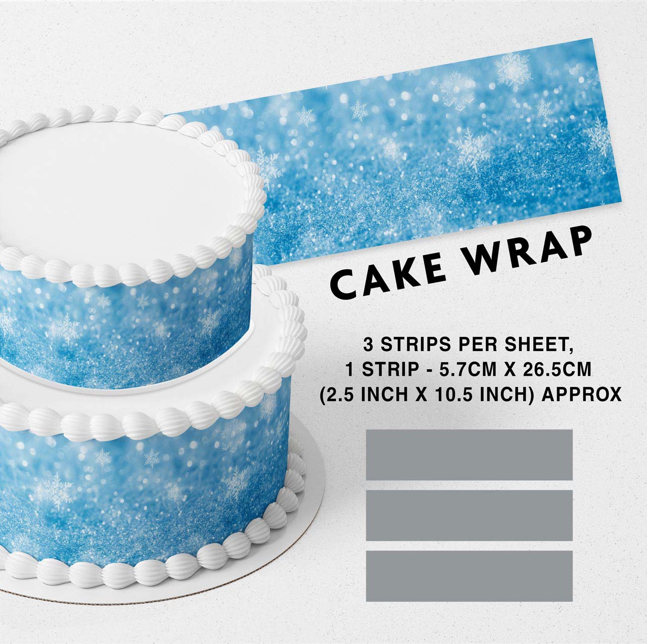 Frozen Ice Edible Icing Printed Cake Wrap Strips Topper Ribbon Border image 0