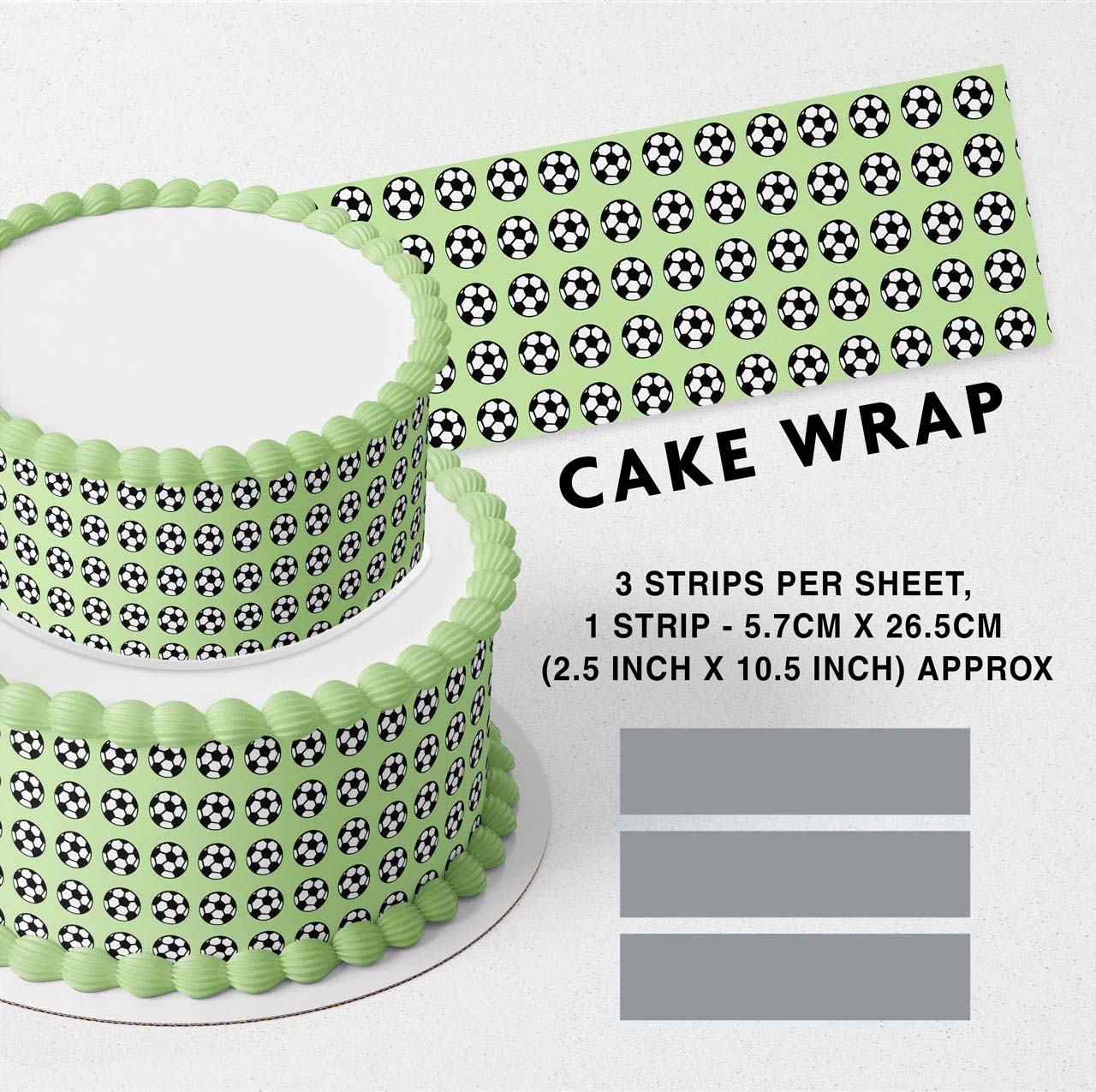 Football Soccer Edible Icing Printed Cake Wrap Strips Topper Ribbon Border image 0