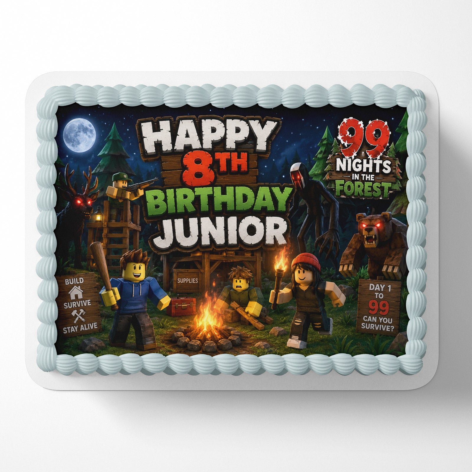 99 Nights in the Forest Roblox Edible Cake Image - Edible Cake Topper Birthday Cake Decoration
