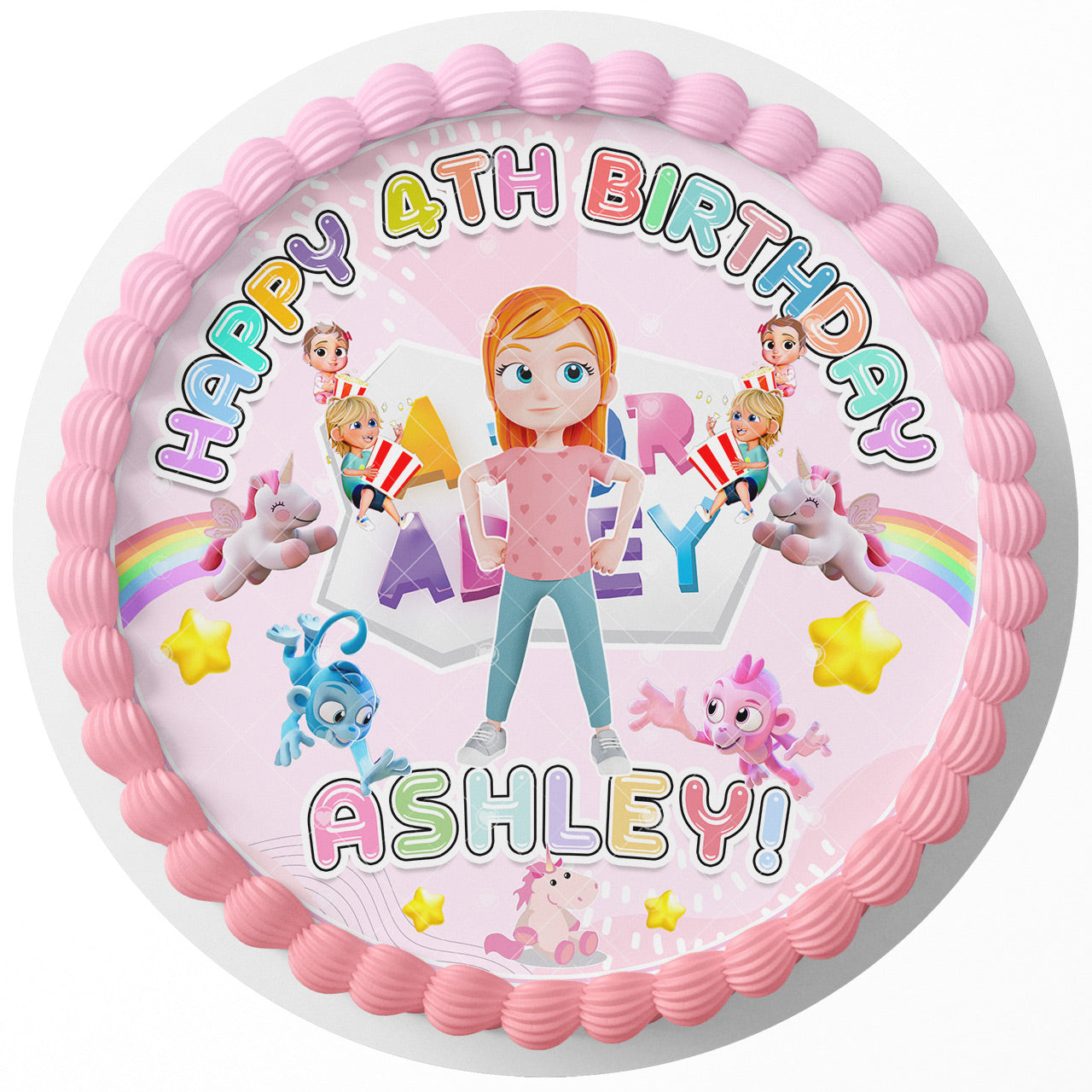 A For Adley ADL Round – Icing Sheet Birthday - Personalized Edible Cake Topper | Custom Icing Sheet | Birthday Cake Decoration | Photo Cake Image
