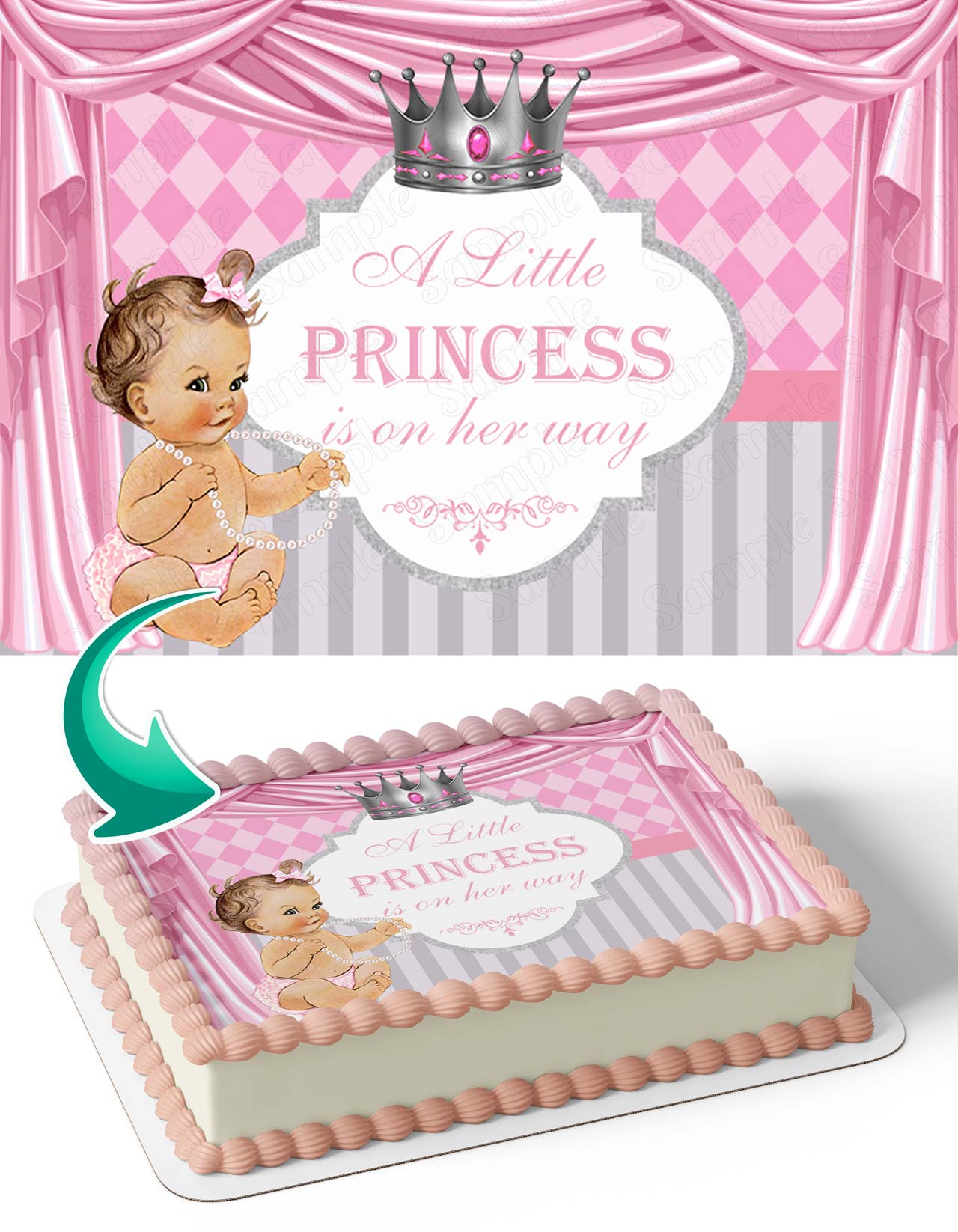 A Little Princess Is On Her Way Pink ALP Edible Cake Topper