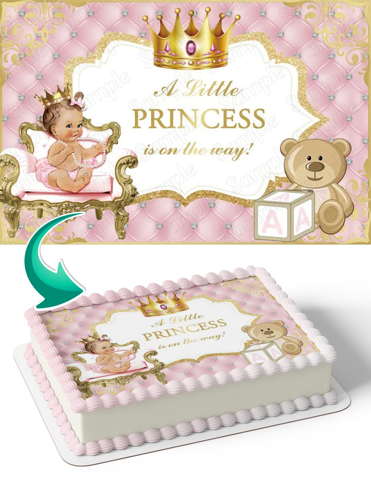 A Little Princess Is On The Way Teddy Bear Edible Cake Topper