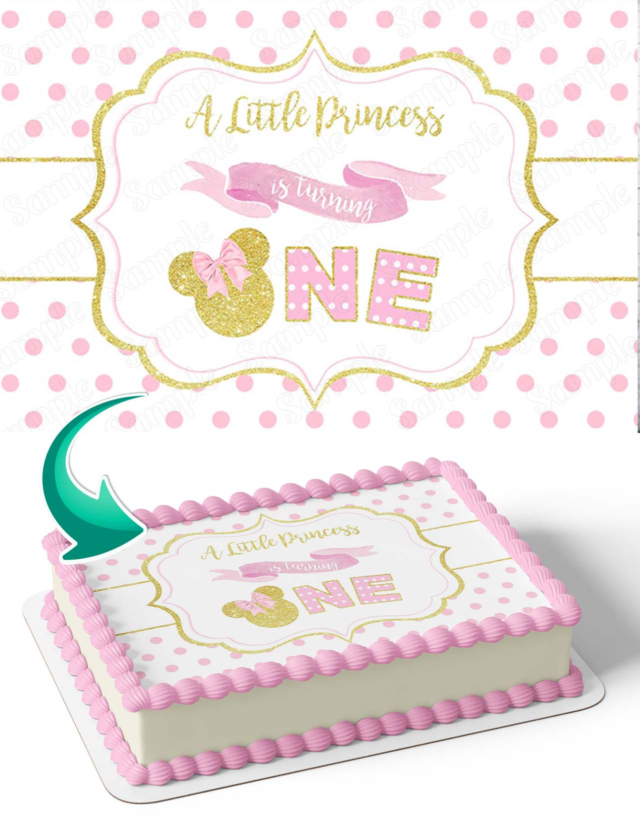 A Little Princess is Turning One Girl Edible Cake Topper