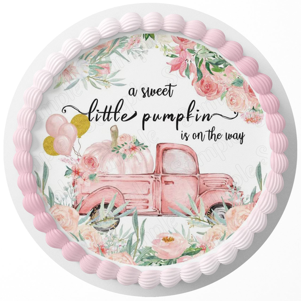 A Sweet Little Pumpkin Is On The Way Girl Round – Icing Sheet Bir - Personalized Edible Cake Topper | Custom Icing Sheet | Birthday Cake Decoration