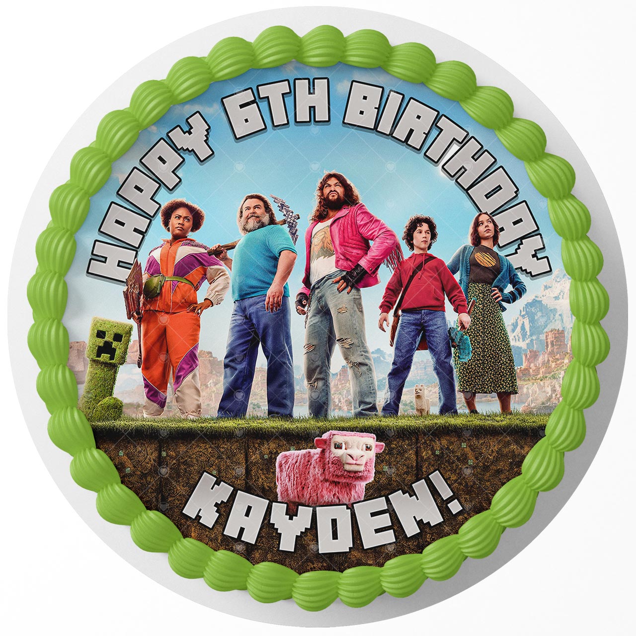 A Mine Blocks Pixel Craft Movie Round – Icing Sheet Birthday - Personalized Edible Cake Topper | Custom Icing Sheet | Birthday Cake Decoration