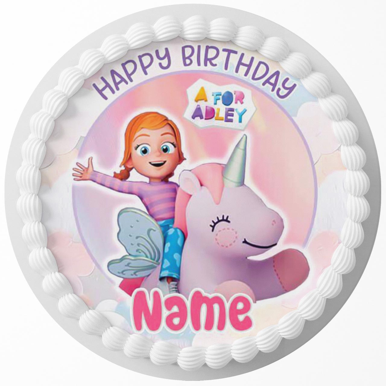 A for Adley Inspired Round – Icing Sheet Birthday - Personalized Edible Cake Topper | Custom Icing Sheet | Birthday Cake Decoration