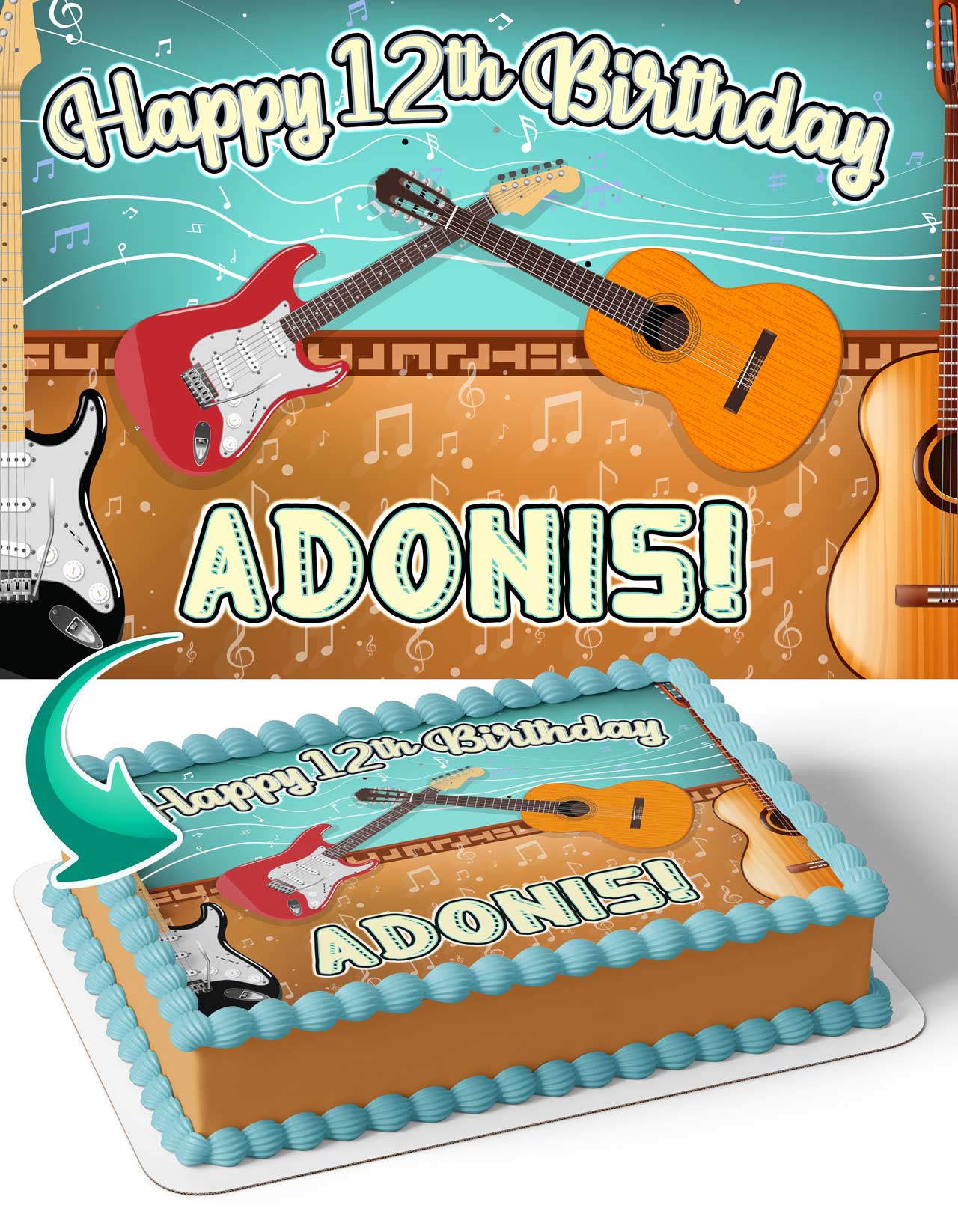 Acoustic Guitar Electric Guitar Edible Cake Topper