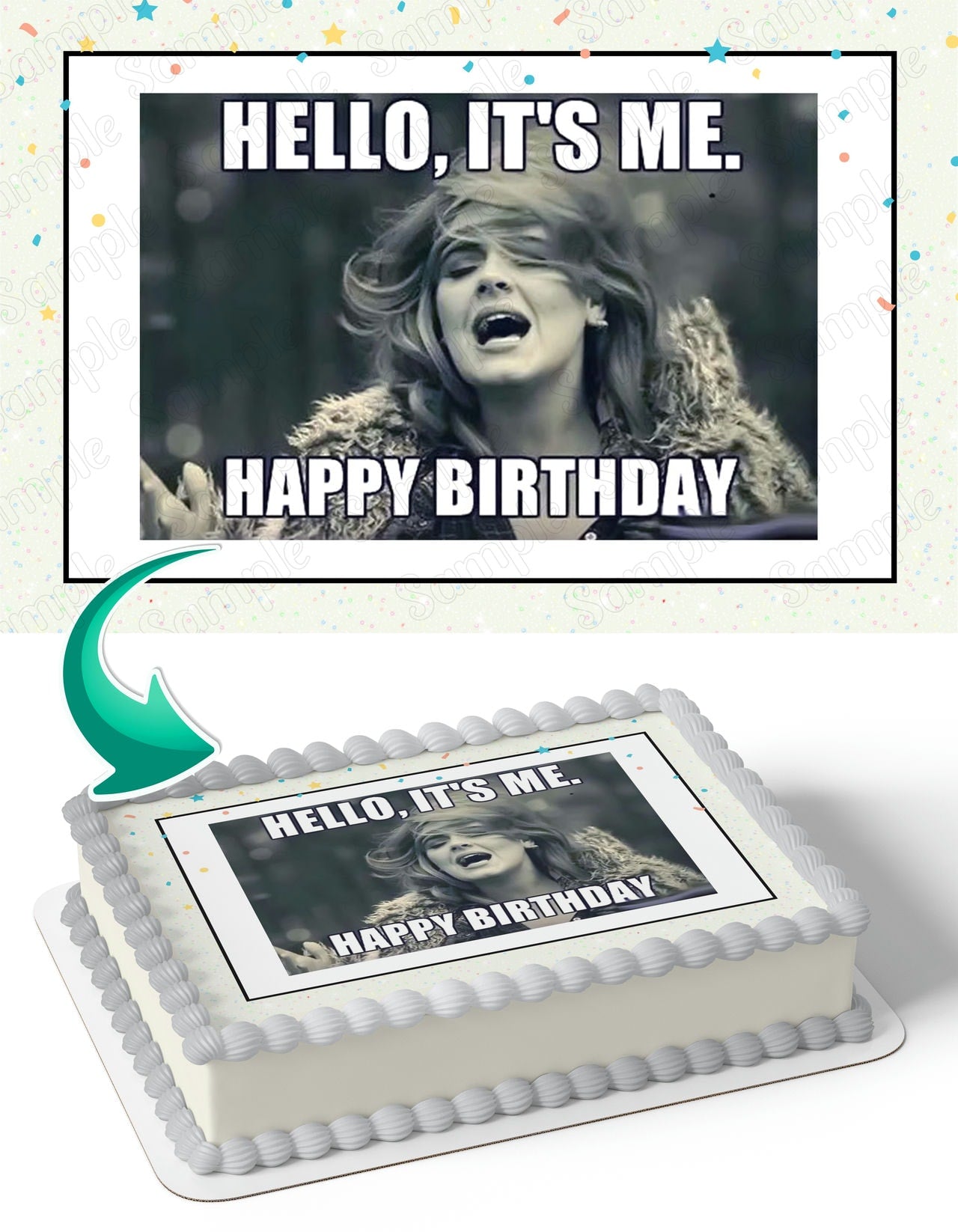 Adele Hello Meme Edible Cake Topper