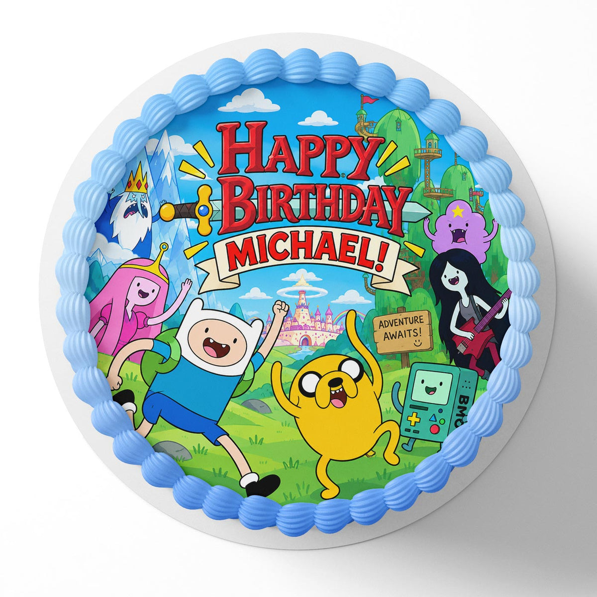 Adventure Time Edible Cake Topper | Birthday Cake Decoration | Photo Cake Image | Custom Edible Cake Topper