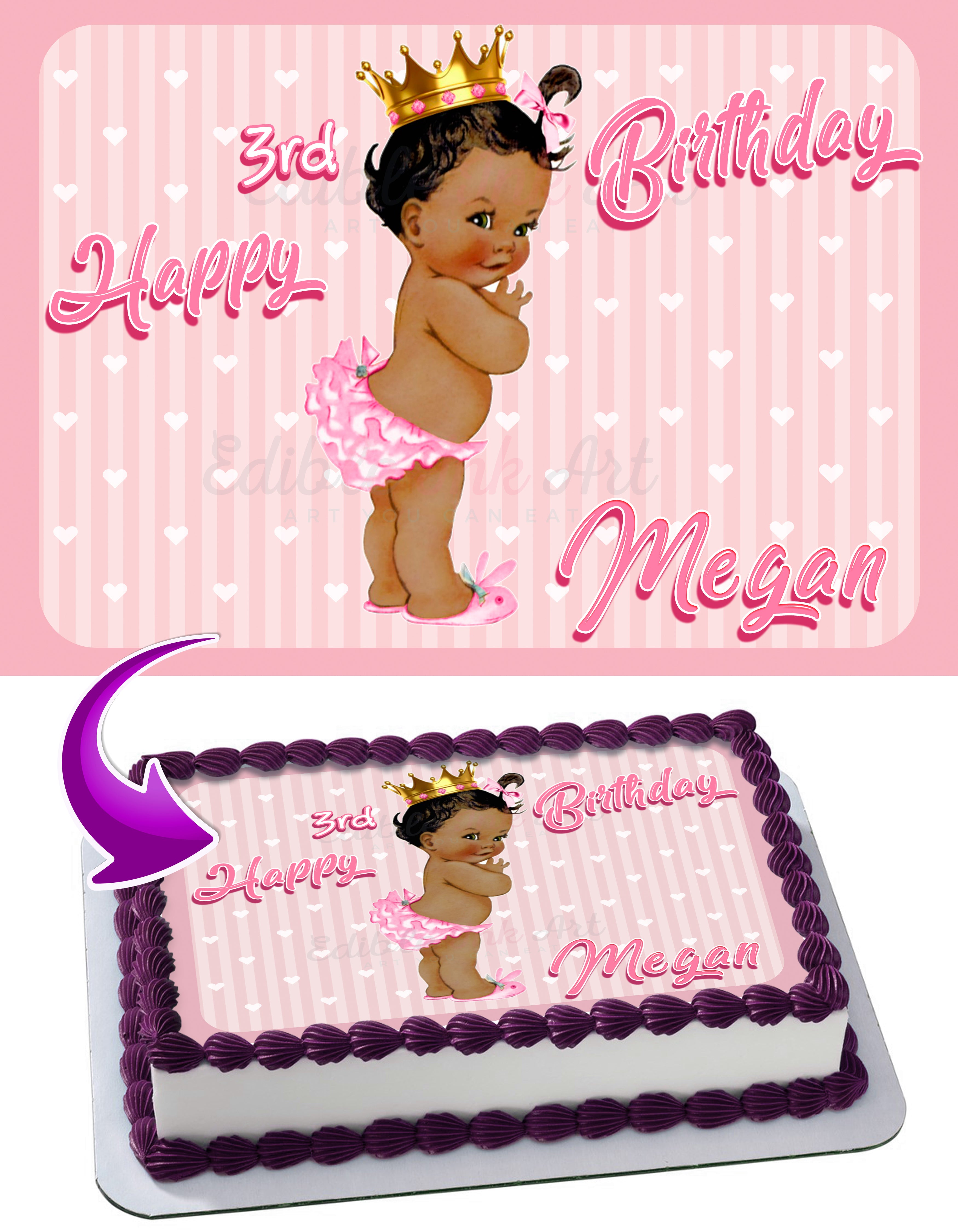 Afro American Black Princess Baby MLP Edible Cake Topper