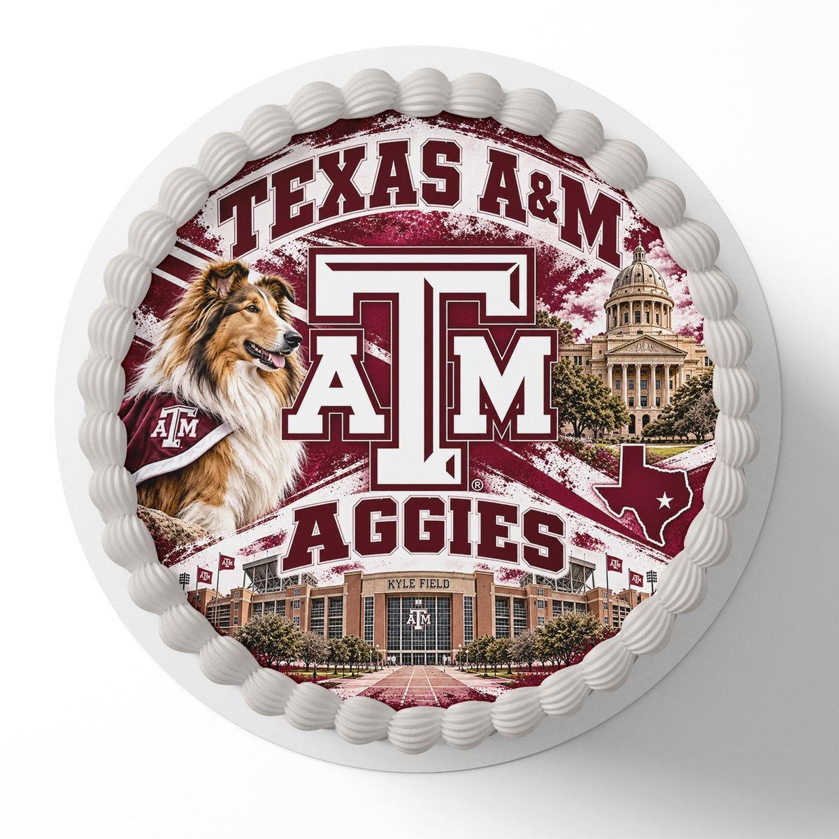 Texas AM University Aggies Edible Cake Topper | Birthday Cake Decoration | Photo Cake Image | Custom Edible Cake Topper