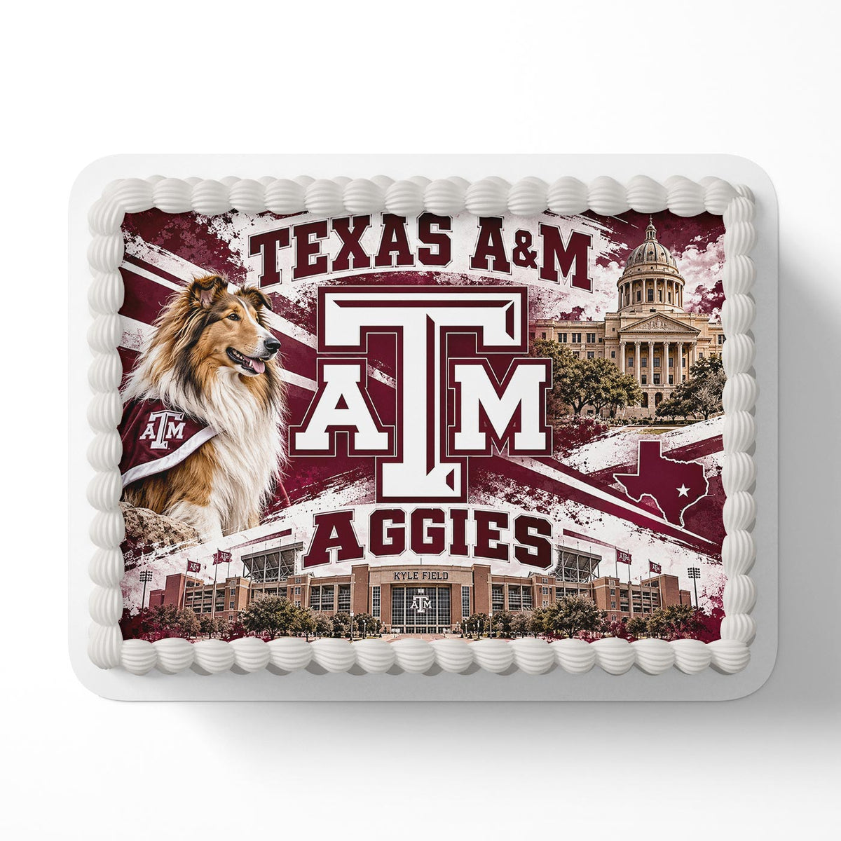 Texas AM University Aggies Edible Cake Topper | Birthday Cake Decoration | Photo Cake Image | Custom Edible Cake Topper