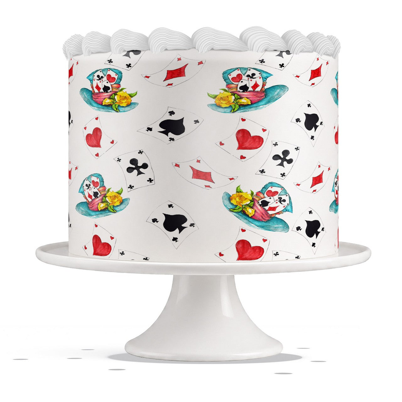 Alice Hat Playing Cards edible cake wrap strip icing sheet