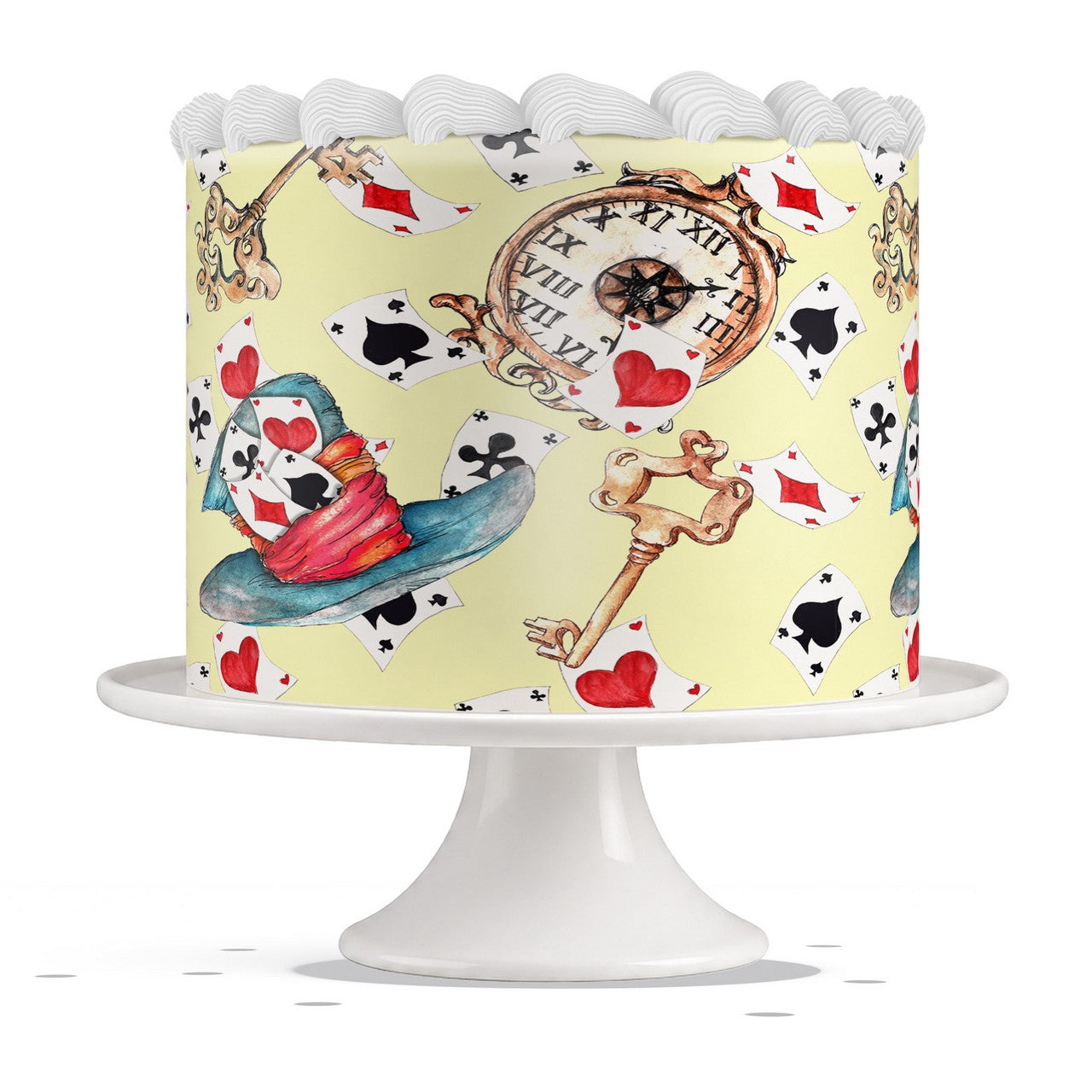 Alice Wonderland Keys and Clock edible cake wrap strip icing sheet
