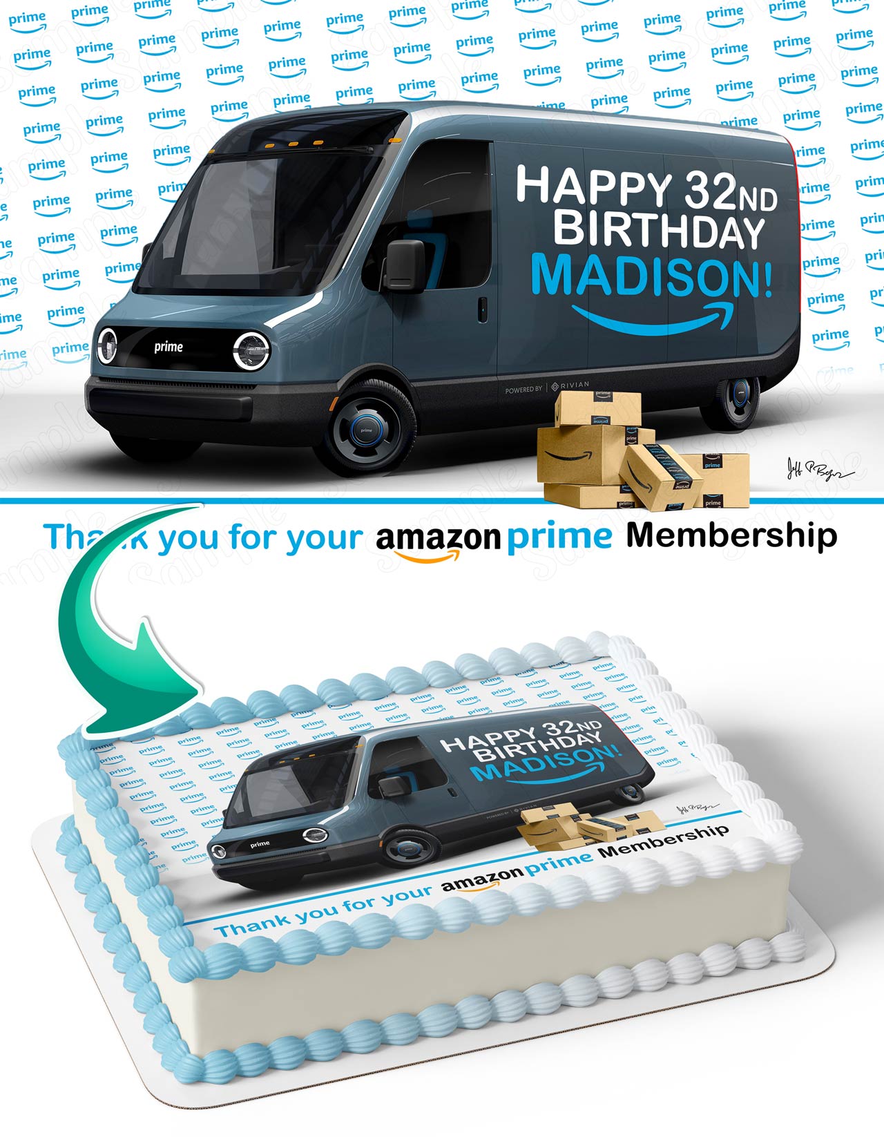 Amazon Prime Membership Electric Van Edible Cake Topper