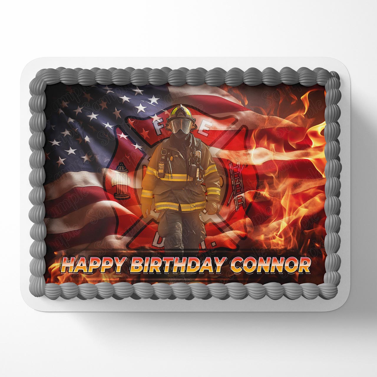 American Firefighter US Rescue Edible Cake Topper