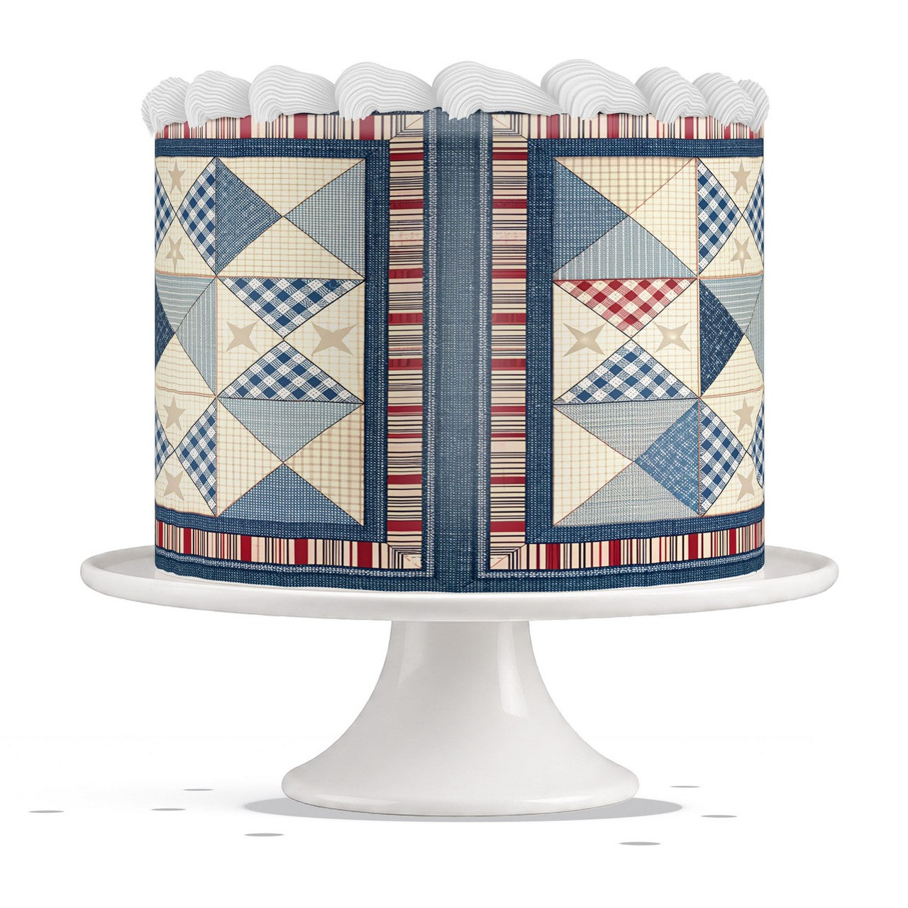 Americana Quilt Blocks edible cake wrap strip icing sheet