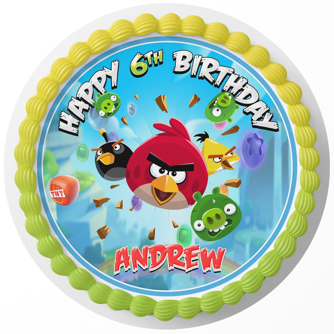 Angry Birds Classic Round – Icing Sheet Birthday - Personalized Edible Cake Topper | Custom Icing Sheet | Birthday Cake Decoration | Photo Cake Image