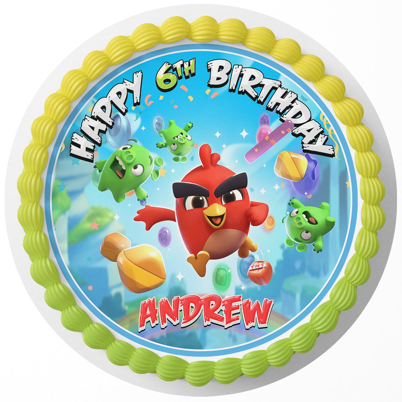 Angry Birds Kids Round – Icing Sheet Birthday - Personalized Edible Cake Topper | Custom Icing Sheet | Birthday Cake Decoration | Photo Cake Image