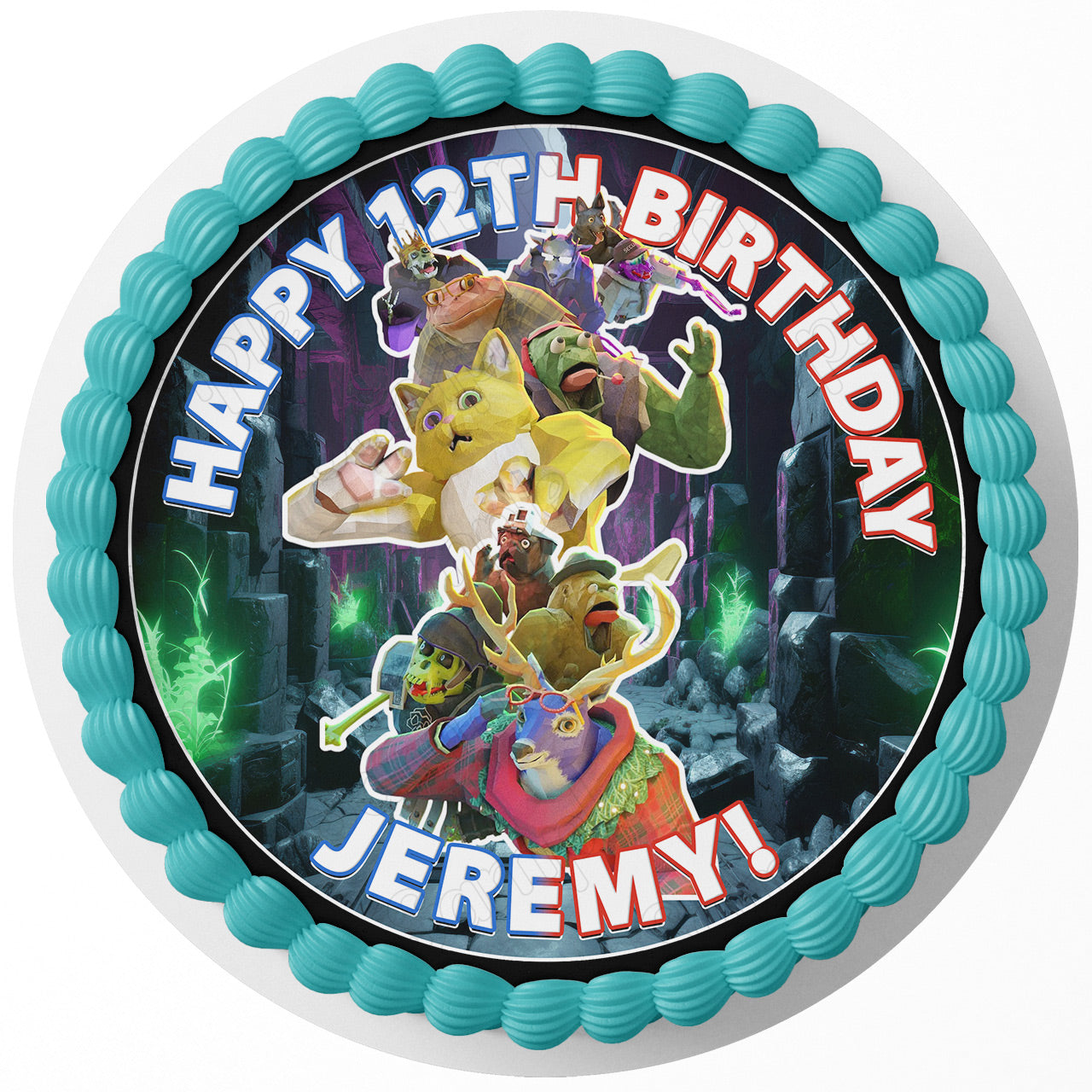Animal Company Virtual Gamers Fun Round – Icing Sheet Birthday - Personalized Edible Cake Topper | Custom Icing Sheet | Birthday Cake Decoration