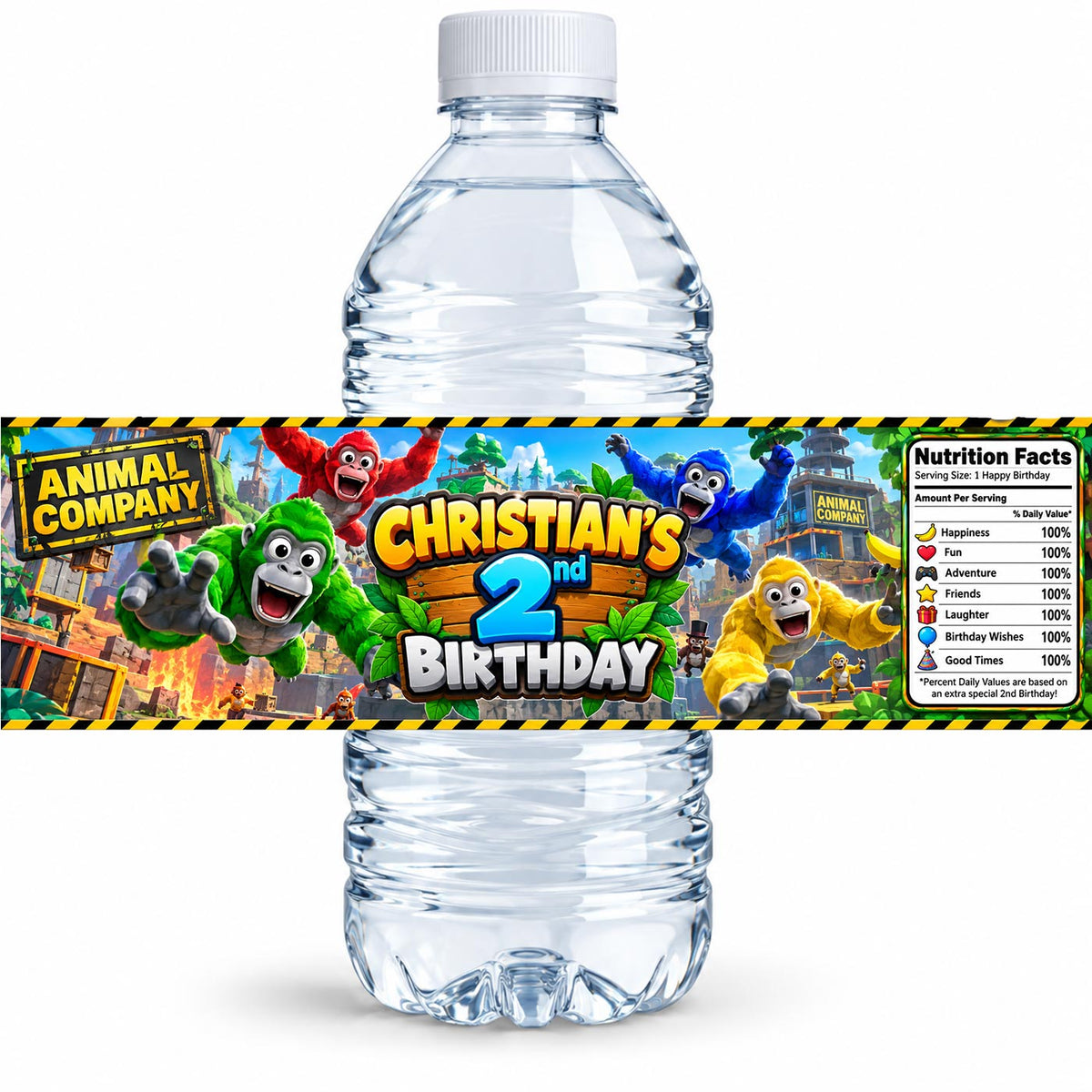 Custom Animal Company Water Bottle Label Sticker Birthday Decor Self Stick Wrapper