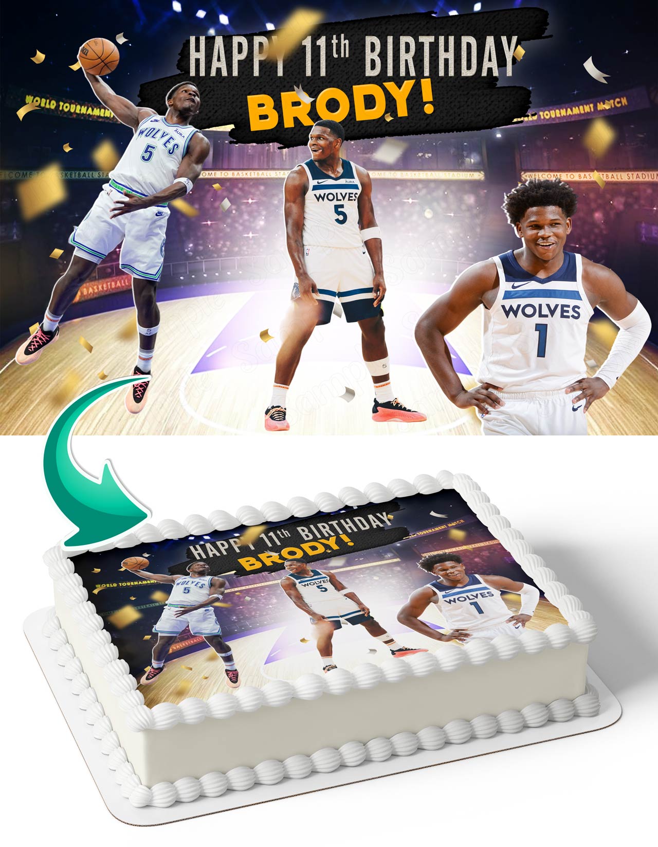Anthony Edward Minnesota Timberwolves Edible Cake Topper
