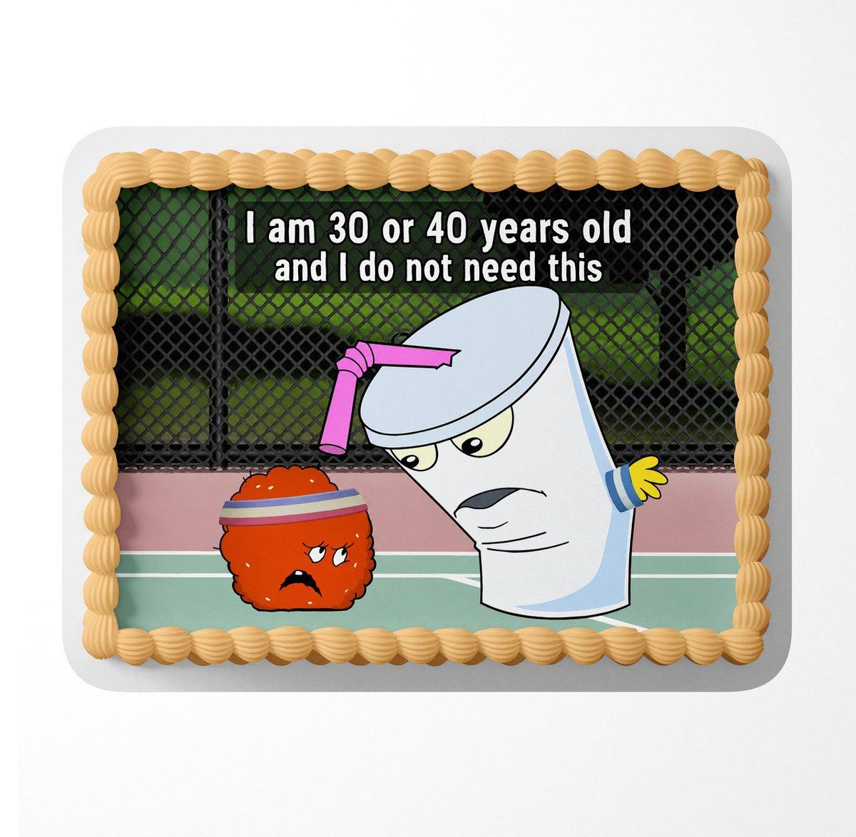 Late-Night Cartoon Fast Food Trio Meme Edible Cake Topper