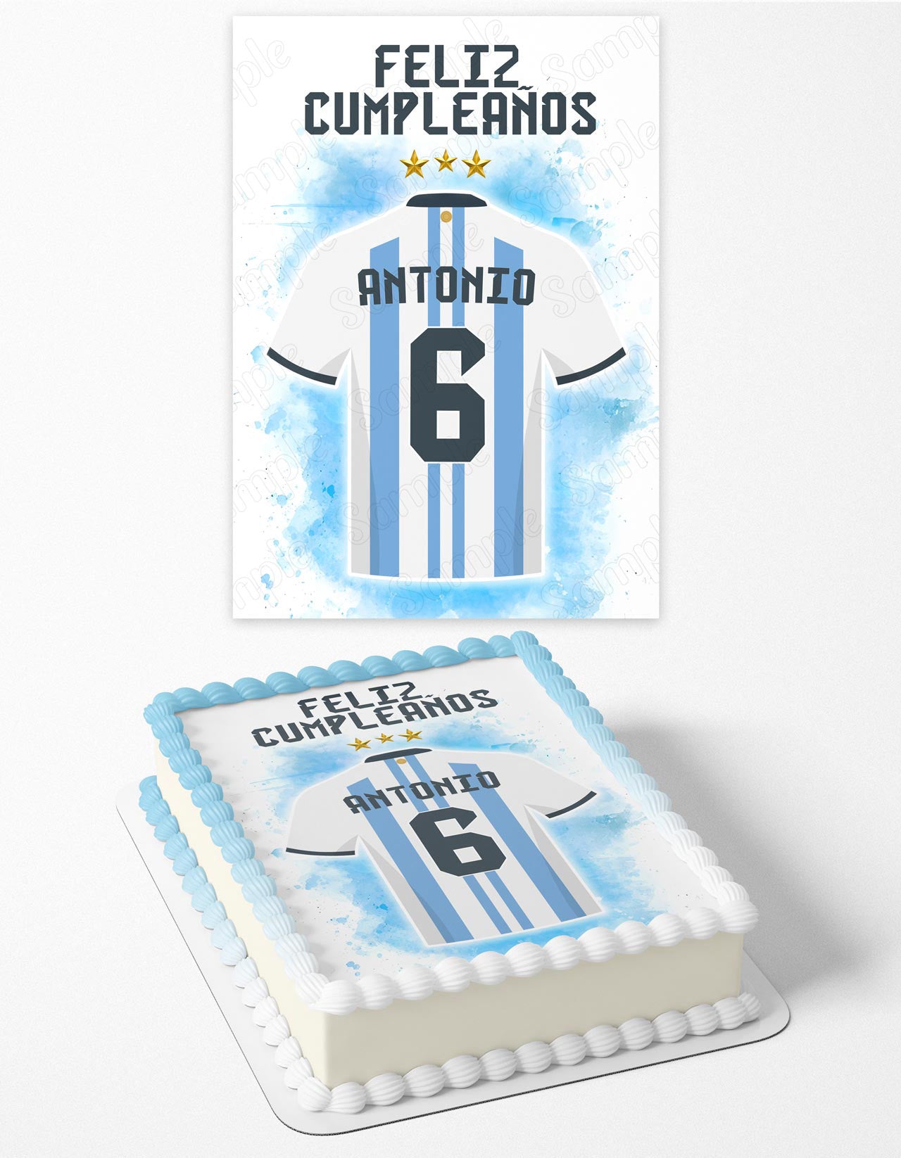 Argentina Jersey Name Number Lionel Messi World Cup Champion Edible Cake Topper
