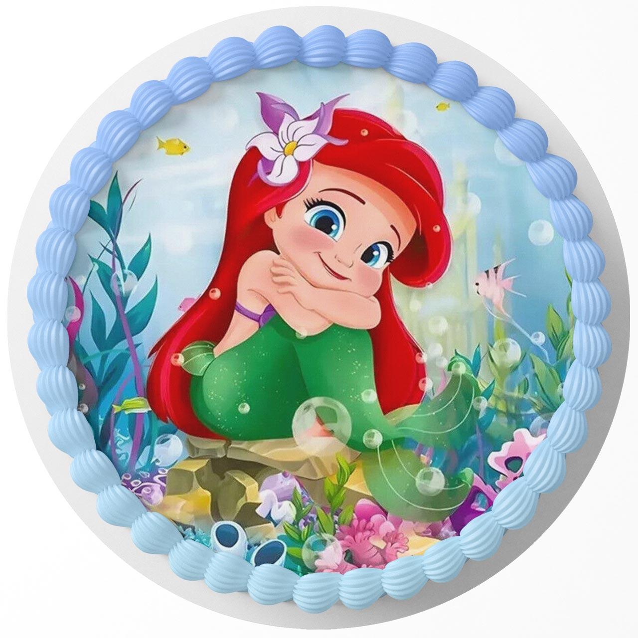 Ariel The Little Mermaid Round – Icing Sheet Birthday - Personalized Edible Cake Topper | Custom Icing Sheet | Birthday Cake Decoration