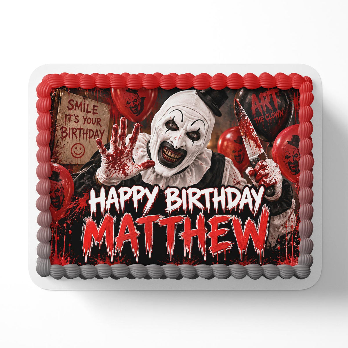 Art the Clown Horror Edible Cake Topper | Birthday Cake Decoration | Photo Cake Image | Custom Edible Cake Topper