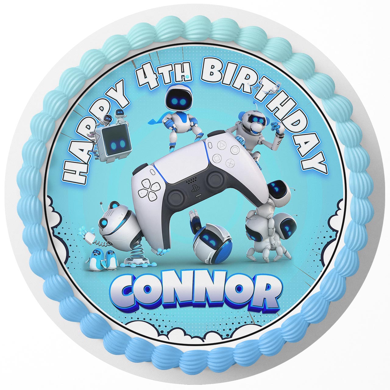 Astros Playroom Play Console Round – Icing Sheet Birthday - Personalized Edible Cake Topper | Custom Icing Sheet | Birthday Cake Decoration