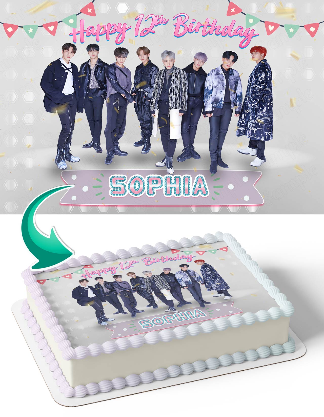 Ateez Boys Band Kpop Edible Cake Topper
